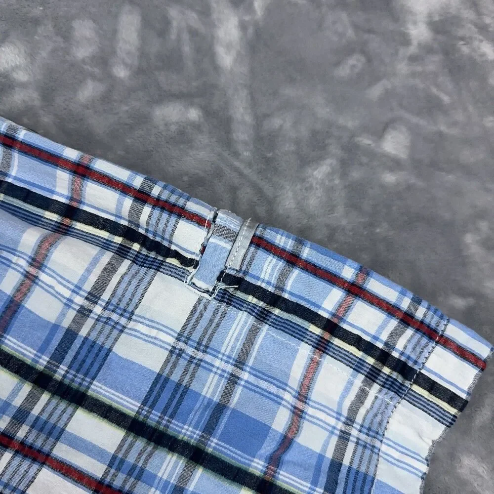 Gramicci Shirt Mens Size XXL Blue Plaid Vented Short Sleeve Button Up Hiking